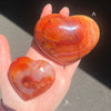 Carnelian HEART Polished pieces | Deep to pale veined orange red | Hand sized for meditation or healing |  Stimulate Spiritual Creative Energy, gestation | Ground Scattered Thoughts | Aries Leo Cancer Star Stone  | Genuine Gemstones from Crystal Heart Melbourne since 1986