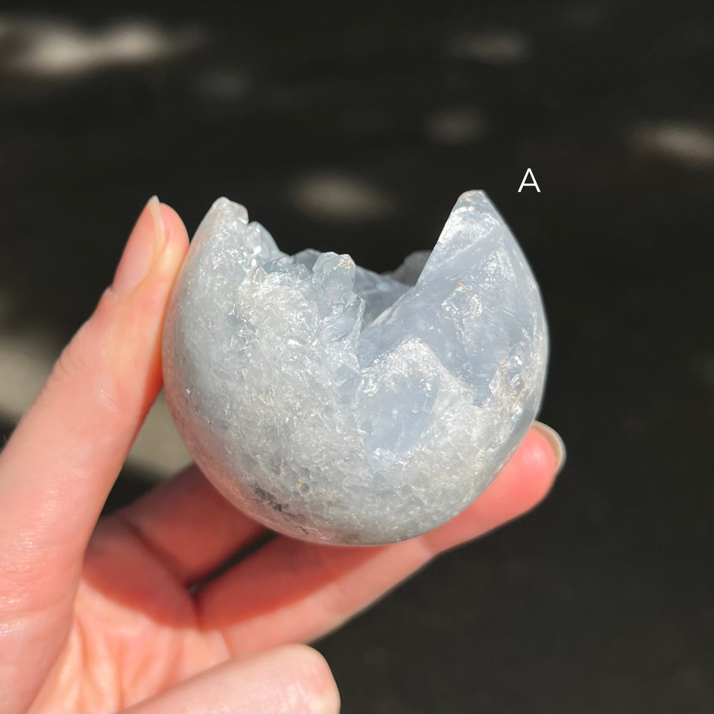 Celestite Cluster | Madagascar | Nice colour & crystal formation | Shaped into a Sphere | Gemini | Relax Clarify Mind | Open Higher Communication | AKA Celestine or Celestina | Genuine Gems from Crystal Heart Melbourne Australia since 1986