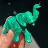 Hand Carved Genuine Malachite Elephant | Congo | Raised trunk for Feng Shui Protection | Overcome obstacles | Genuine Gems Crystal Heart Melbourne OZ since 1986