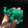 Hand Carved Genuine Malachite Elephant | Congo | Raised trunk for Feng Shui Protection | Overcome obstacles | Genuine Gems Crystal Heart Melbourne OZ since 1986