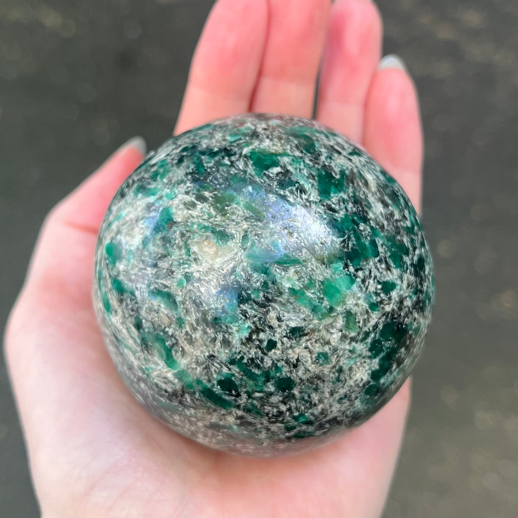 Emerald in Matrix Sphere | Genuine Stone | Well defined Emerald Crystals | Heart Healing | Inspirational | Motivating | Genuine Gems from Crystal Heart Melbourne Australia since 1986