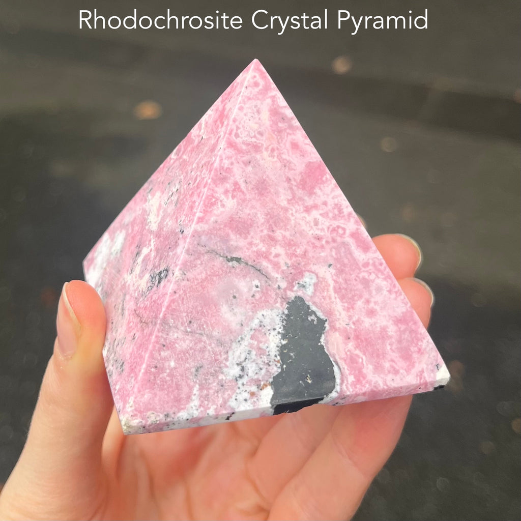 Rhodochrosite Crystal Pyramid | Deep compassion, wish fulfillment | Genuine Gems from Crystal Heart Melbourne Australia since 1986