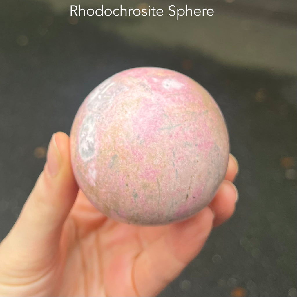 Rhodochrosite Crystal Sphere | Deep compassion, wish fulfillment | Genuine Gems from Crystal Heart Melbourne Australia since 1986