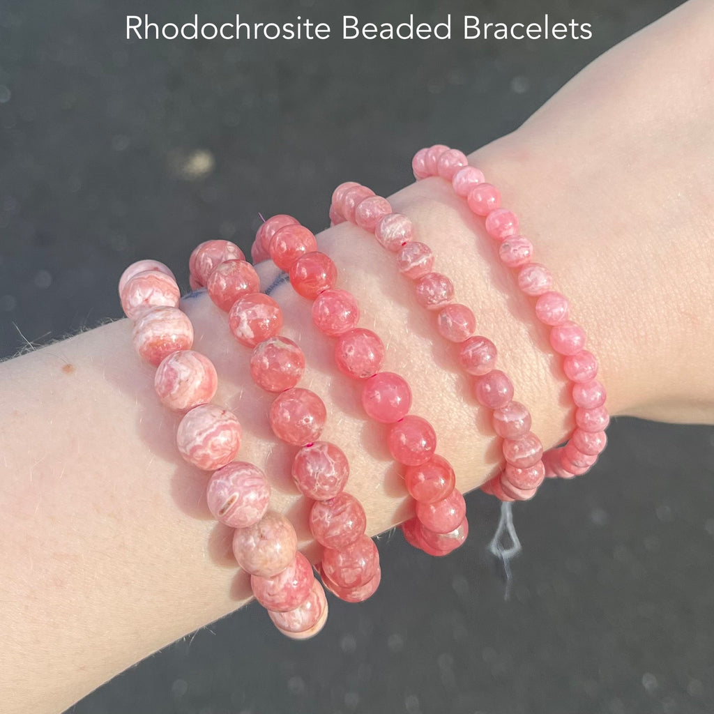 Elastic Stretch Bracelet | Rhodochrosite Beads | Gemstone | Love | Compassion | Open Heart | Fair Trade | Genuine Gems from Crystal Heart Melbourne Australia since 1986