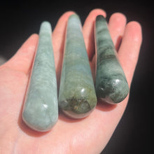 Load image into Gallery viewer, Myanmar Jade Healing Wand | Massage Energy Tool | Swirl Design | Natural Specimen, light surface polish | Organic subtle markings | Genuine Gemstones from Crystal Heart Melbourne Australia since 1986