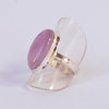 Kunzite Ring | Oval Cabochon | Good colour reasonable Translucency | 925 Sterling Silver | Bezel Set | US Size 6 | Wisdom of the Heart | Taurus Scorpio Leo | Genuine Gems from Crystal heart Melbourne Australia since 1986  