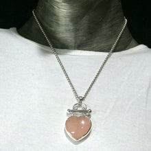 Load image into Gallery viewer, Rose Quartz Heart Pendant | Large Puff Heart | Good Colour | 925 Sterling Silver | Steampunk | Quality Silver work | Taurus Libra | Genuine Gems from Crystal Heart Melbourne Australia since 1986