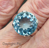 Blue Topaz  Ring | Flawless Large Gemstone | Faceted Cushion Cut | Sky to Swiss  Blue | 925 Sterling Silver | US Size 7, 8 or 9 |  Genuine Gems from Crystal Heart Melbourne Australia since 1986