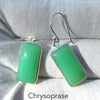 Chrysoprase Earrings | Long Oblong Cabochons | 925 Sterling Silver | Perfect Apple Green | Good Translucency | AKA Australian Jade | Empowering healer | Psychic Development | Genuine Gemstones from Crystal Heart Melbourne Australia since 1986