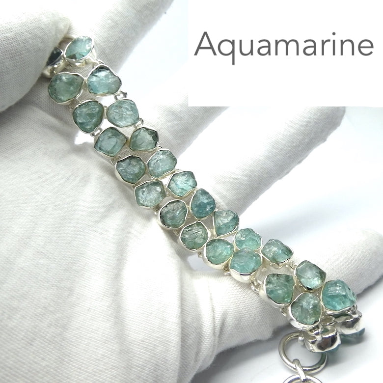 Aquamarine Beads Thin Bracelet - Silver Bracelet Gemstone Beads - - Ruby  Lane