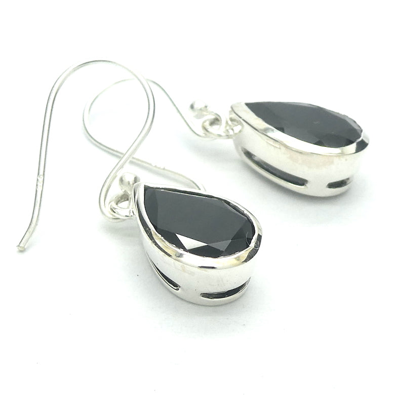 Black Tourmaline Earring | Faceted Teardrops | 925 Sterling Silver  | Empowers and unblocks the physical | protection from negative energies | Genuine Gems from Crystal Heart Melbourne Australia since 1986 