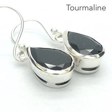 Load image into Gallery viewer, Black Tourmaline Earring | Faceted Teardrops | 925 Sterling Silver  | Empowers and unblocks the physical | protection from negative energies | Genuine Gems from Crystal Heart Melbourne Australia since 1986 