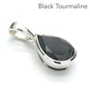 Black Tourmaline Pendant, Faceted Teardrop, 925 Sterling Silver