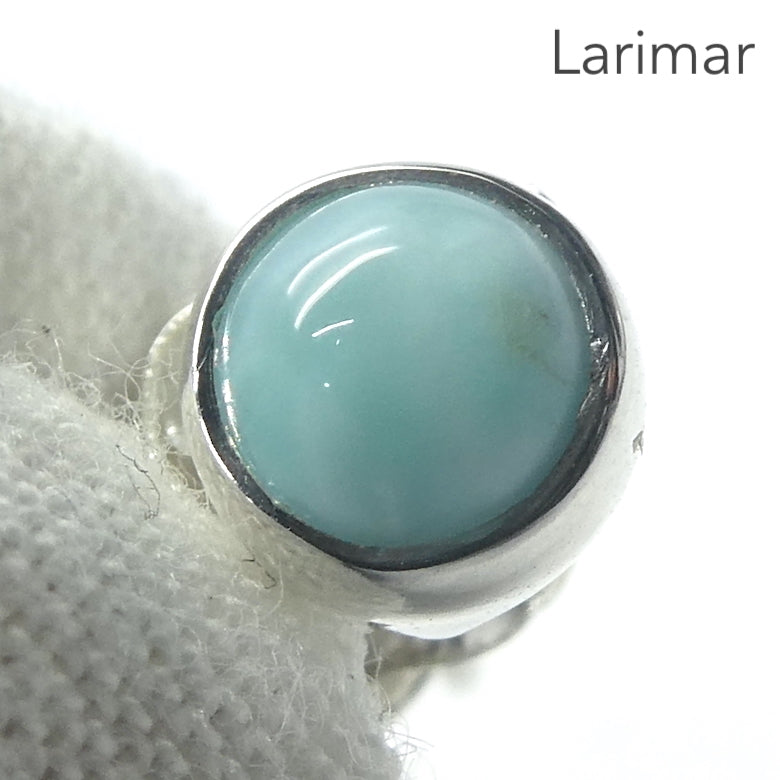 Stud Earring | Larimar | 6 mm round | 925 Sterling Silver | Genuine Gems from Crystal Heart Australia since 1986