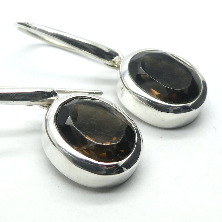 Smoky Quartz Earrings | Faceted Ovals | 925 Sterling Silver | Grounding | Emotionally Healing | Spiritual Empowerment | Genuine Gems from Crystal Heart Melbourne Australia since 1986 | Aka Cairngorm Stone or Morion