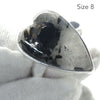 Black Tourmaline in Clear Quartz Ring | Heart Shaped Cabochon | Natural | US Size 7.5, 8, 9, 9.5 | 925 Sterling Silver | Genuine gems from Crystal Heart Melbourne Australia since 1986