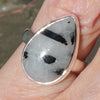 Black Tourmaline in Clear Quartz Ring | Oval Cabochon | Natural | US Size 6.5 | AUS Size M1/2 | 925 Sterling Silver | Genuine gems from Crystal Heart Melbourne Australia since 1986