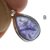 Tanzanite Gemstone Pendant  | Small Teardrop Cabochon | Bezel Set | Open Back | Nice blue violet | Good Transparency | Fascinating Veils | inclusions | 925 Sterling Silver | Achieve your spiritual potential  | Genuine Gems from Crystal Heart Melbourne since 1986