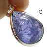 Tanzanite Gemstone Pendant  | Small Teardrop Cabochon | Bezel Set | Open Back | Nice blue violet | Good Transparency | Fascinating Veils | inclusions | 925 Sterling Silver | Achieve your spiritual potential  | Genuine Gems from Crystal Heart Melbourne since 1986