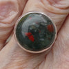 Bloodstone or Heliotrope Ring | Cabochon | US Ring Size 7.5 | AUS Size O1/2 | Blood Red Spots in Green Chalcedony | Easter Stone | 925 Sterling Silver | Kundalini Healing and transformation | Genuine Gems from Crystal Heart Melbourne Australia since 1986