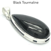 Black Tourmaline Pendant | Teardrop Cabochon | 925 Sterling Silver  | Empowers and unblocks the physical | protection from negative energies | Genuine Gems from Crystal Heart Melbourne Australia since 1986 