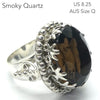 Smoky Quartz Ring | Large AAA Grade Faceted Oval | 925 Sterling Silver | Regal Detailed Setting | US Size 8.25 | AUS Size Q  Mindfulness in Body Consciousness | Grounding | Addictions | Sagittarius Capricorn stone | Genuine Gems from Crystal Heart Melbourne since 1986 | AKA ~ Smokey, Cairngorm, Morion, Indian Topaz Crystal