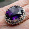 Amethyst Ring | Regal Large Faceted Oval | Flawless AAA | Rich Violet purple | Beautiful Detail | 925 Sterling Silver | US Size 8.25 | AUS Size Q | Genuine Gems from Crystal Heart Australia since 1986