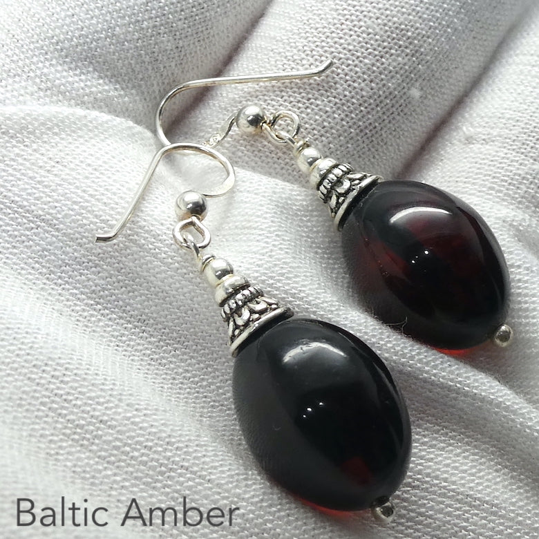 Drop Earrings Silver and Baltic Amber Oval buy