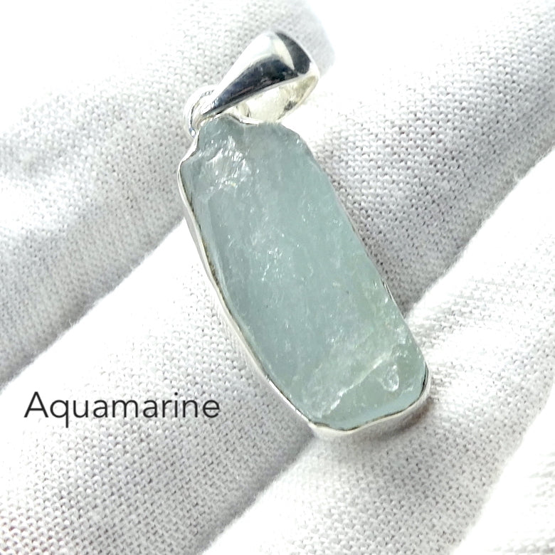 Aquamarine Gemstone Pendant | Raw nugget | 925 Sterling Silver |  Translucent Blue Ice | Bezel Set | Open Back | Peaceful emotional guidance and integration | Flow through obstacles | Genuine Gemstones from Crystal Heart Melbourne Australia since 1986