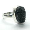 Druzy Black Onyx Ring | 925 Sterling Silver Setting | US Size 6 | AUS Size L1/2 | Empowering and protective  with tiny Quartz Crystal Sparkling like Stars in the Night Sky | Dazzling | Genuine Gems from Crystal Heart Melbourne Australia since 1986