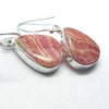 Rhodochrosite Earrings, Teardrop Cabochon, 925 Sterling Silver