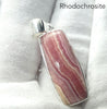 Rhodochrosite Pendant | Translucent Salmon pink with good translucence | 925 Sterling Silver Setting with open back | Deep compassion, wish fulfillment | Genuine Gems from Crystal Heart Melbourne Australia since 1986