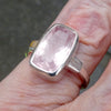 Morganite Ring | Faceted Oblong | Pink Beryl | Good Color &Translucency | 925 Sterling Silver | Besel Set | Comfy Curved Bezel | US Size 7 | AUS Size N1/2 | Divine Love | Libra Stone | Genuine Gems from Crystal Heart Melbourne Australia since 1986