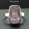 Morganite Ring | Faceted Oblong | Pink Beryl | Good Color &Translucency | 925 Sterling Silver | Besel Set | Comfy Curved Bezel | US Size 7 | AUS Size N1/2 | Divine Love | Libra Stone | Genuine Gems from Crystal Heart Melbourne Australia since 1986