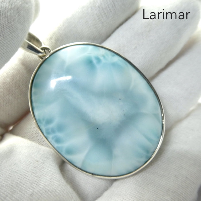 Larimar Pendant, V. Large Oval Cabochon, 925 Sterling Silver