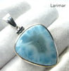 Larimar Pendant | 925 Sterling Silver | Triangular Cabochon | Dominican Republic Caribbean | Leo Stone | Pectolite Variety | Oceanic Sky blue Pectolite variety | Genuine Gems from Crystal Heart Melbourne Australia since 1986