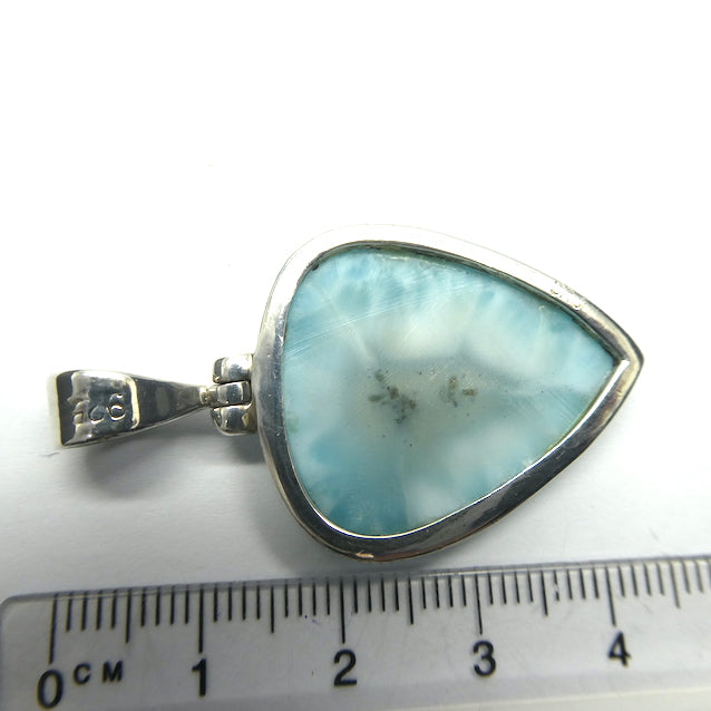 Larimar Pendant | 925 Sterling Silver | Triangular Cabochon | Dominican Republic Caribbean | Leo Stone | Pectolite Variety | Oceanic Sky blue Pectolite variety | Genuine Gems from Crystal Heart Melbourne Australia since 1986