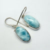 Larimar Earrings | 925 Sterling Silver | long oval | Dominican Republic Caribbean | Leo Stone | Pectolite Variety | Oceanic Sky blue Pectolite variety | Genuine Gems from Crystal Heart Melbourne Australia since 1986