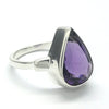 Amethyst Ring, AAA Faceted Teardrop, 925 Sterling Silver