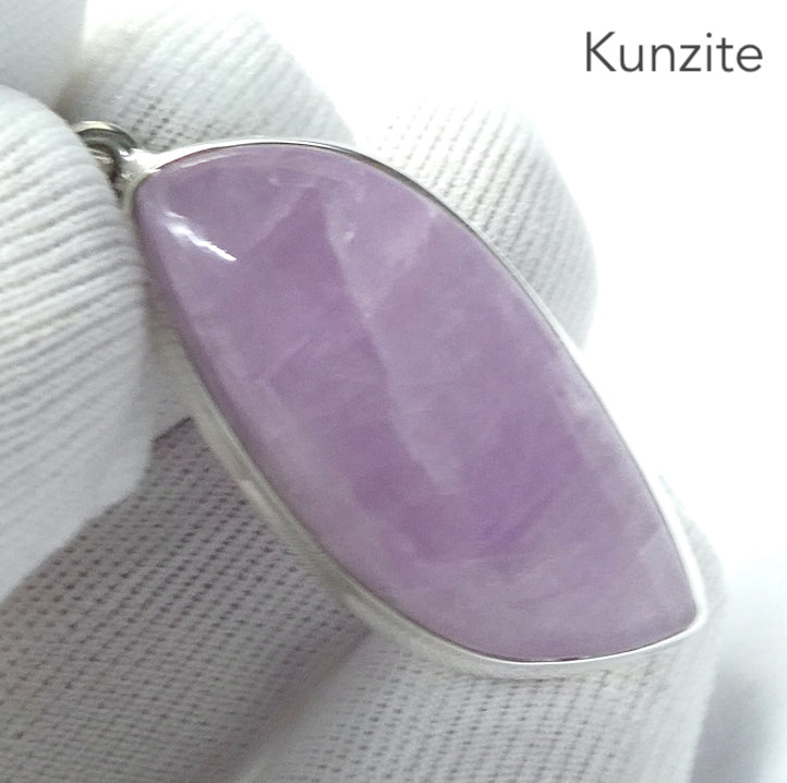 Kunzite Pendant  Freeform Cabochon | Good colour Translucency | 925 Sterling Silver | Bezel Set | Wisdom of the Heart | Taurus Scorpio Leo | Genuine Gems from Crystal heart Melbourne Australia since 1986  