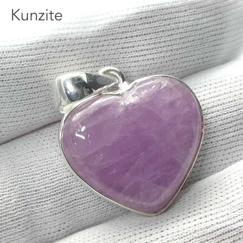 Kunzite Pendant | Heart Cabochon | Good colour Translucency | 925 Sterling Silver | Bezel Set | Wisdom of the Heart | Taurus Scorpio Leo | Genuine Gems from Crystal heart Melbourne Australia since 1986  