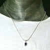 Blue Sapphire Pendant, dainty faceted oval, 925 Sterling Silver