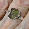 Raw Natural Moldavite Ring | 925 Sterling Silver | Bezel Set | Split Band | Open back | US Size 8.75 | Aus Size R | Green Obsidian | CZ Republic | Intense Personal Heart Transformation | Scorpio Stone | Genuine Gems from Crystal Heart Melbourne Australia since 1986