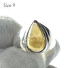 Citrine Ring Cabochon Teardrop, 925 Silver, US Size 8 or 9, r2