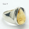 Citrine Ring Cabochon Teardrop, 925 Silver, US Size 8 or 9, r2