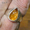 Citrine Ring Cabochon Teardrop, 925 Silver, US Size 8 or 9, r2