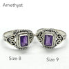 Amethyst Ring, Faceted Oblong, Ethnic Style, 925 Sterling Silver r2