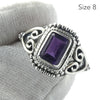 Amethyst Ring, Faceted Oblong, Ethnic Style, 925 Sterling Silver r2