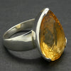 Citrine Ring | Faceted Teardrop | 925 Sterling Silver | Besel Set |  US Size 9 | AUS Size R1/2 | Natural Unheated stones, flawless, constant colour  | Abundant Energy Repel Negativity | Engender Confidence | Aries Gemini Leo Libra | Genuine Gems from Crystal Heart Melbourne Australia  since 1986