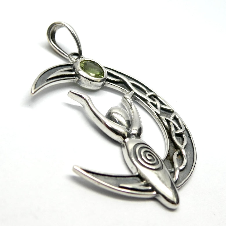 Peridot Pendant, Moon Goddess, 925 Sterling Silver, r8